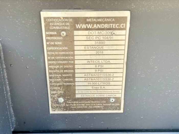 2018 Camión Mack GU813 Granite Estanque Combustible 18.000 lts - Imagen 11
